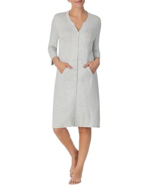 Ellen Tracy Zip-front 3/4-sleeve Robe - Gray