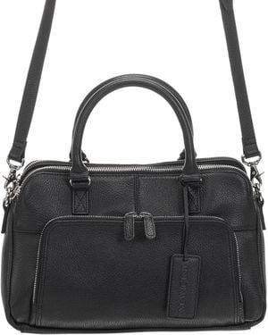 Mancini Pebbled Jennifer Satchel Bag - Black