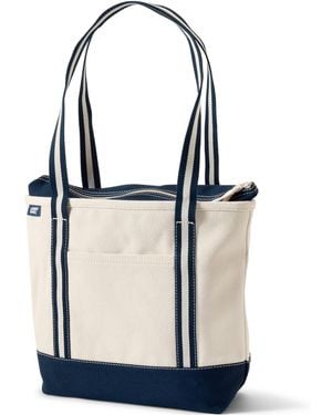 Lands' End Medium 5 Pocket Zip Top Long Handle Canvas Tote Bag - Black
