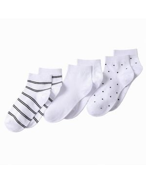 Lands' End 3-pack Cotton Stripe And Dot Quarter Socks - White