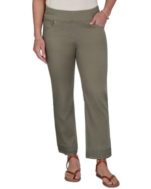 Ruby Rd. Petite Pleated Hem Denim Ankle Pants - Green