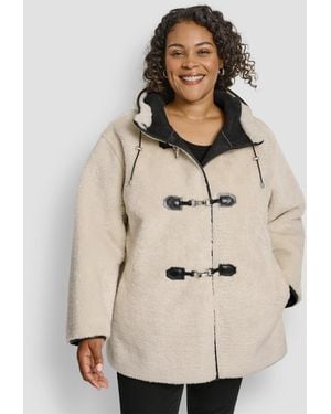 DKNY Plus Size Hooded toggle Coat - Natural