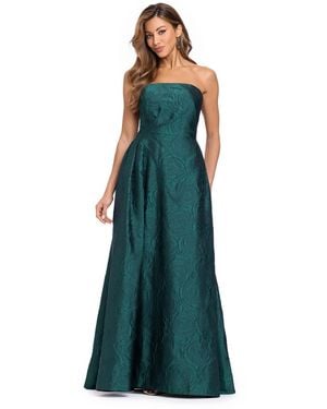 Xscape Petite Bradley Strapless Floral-brocade A-line Maxi Dress - Green