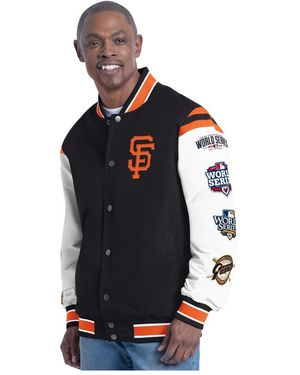 G-III 4Her by Carl Banks Orange/white San Francisco Giants Recruit Commemorative Full-snap Varsity Jacket - Blue