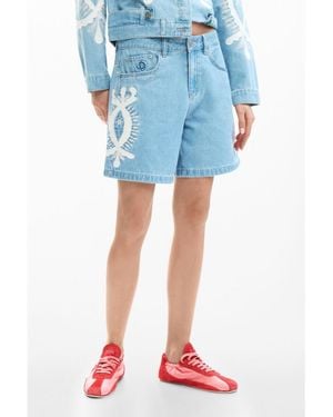 Desigual Denim Bermuda Shorts - Blue