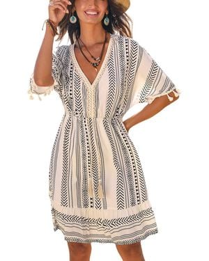 CUPSHE Quiet Adventure Boho Mini Beach Dress - White