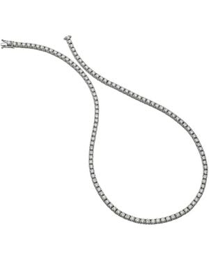 Genevive Jewelry Sterling Clear Cubic Zirconia 4mm Tennis Necklace - Metallic