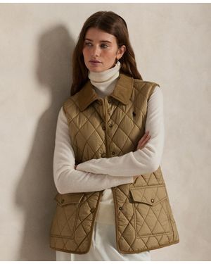 Polo Ralph Lauren Corduroy-trim Quilted Vest - Brown