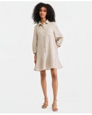 Charter Club 100 Linen Button Front 3 4 Sleeve Dress Created For Macys - White