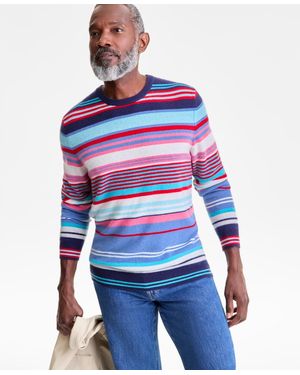 Club Room 100% Cashmere Stripe Crewneck Sweater - Red