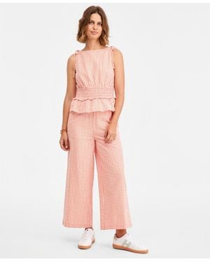 Tommy Hilfiger Seersucker Straight Cotton Pants - Pink