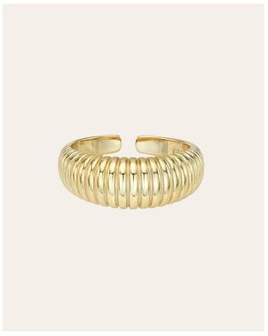 Zoe Lev Ribbed Dome Ring - Natural
