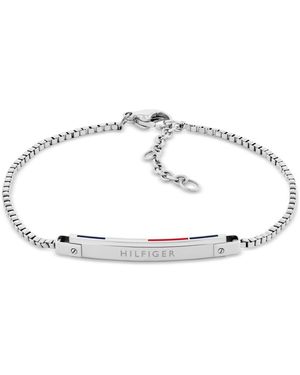 Tommy Hilfiger Linear Logo Plaque Chain Bracelet - White