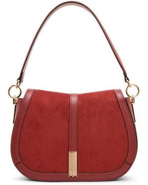 Anne Klein Saddle Medium Flap Crossbody Handbag - Red