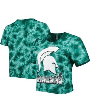 ZooZatZ Michigan State Spartans Cloud-dye Cropped T-shirt - Green