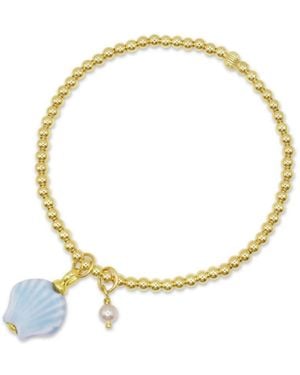 Bowood Lane Non-tarnishing 3mm Filled Beads With Mini Pearl And Glass Seashell Charm Bracelet - Metallic