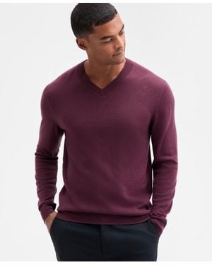 Alfani Long-sleeve V-neck Merino Sweater - Purple