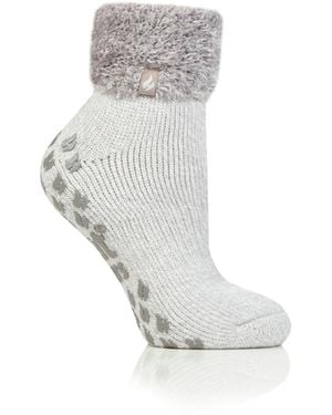 Heat Holders Feather Top Solid Lounge Socks - White