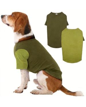Aronkl 2 Pack Breathable Cotton Spandex Dog T-shirts - Green
