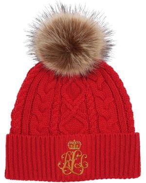 Ralph Lauren Direct Embroidery Cable Beanie Hat - Red