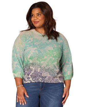 Democracy Plus Size Dolman Blouson-sleeve Sweater - Green