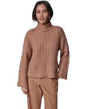 Donna Karan Basket-weave Knit Cable Sweater - Brown