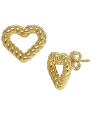 Macy's Sculptured Twisted Heart Stud Earrings - Metallic