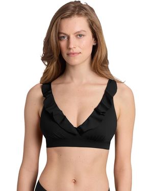 Ralph Lauren Summer Breeze Ruffle V-neck Underwire Bikini Top - Black