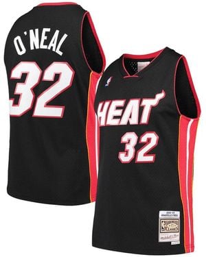 Mitchell & Ness And Shaquille O'neal Miami Heat Hardwood Classics Swingman Jersey - Black