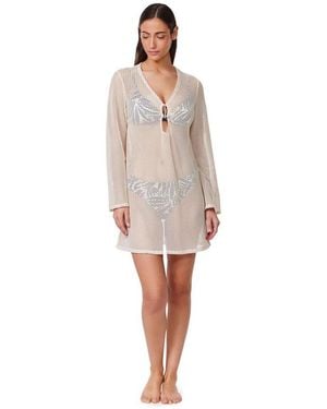 Gottex Plantopia Crochet Mini Dress Cover-up - White