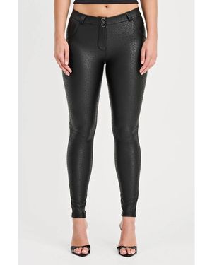 Freddy Panther Faux Leather Mid-rise Sculpting Pants - Black