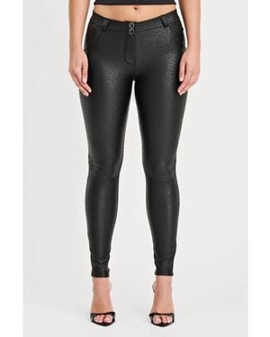 Freddy Panther Faux Leather Mid-rise Sculpting Pants - Black