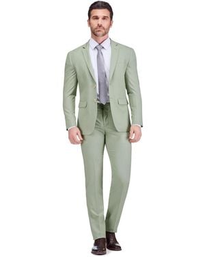 Gino Vitale 2 Piece 4 Way Stretch Notch Lapel Slim Fit Suit - Green