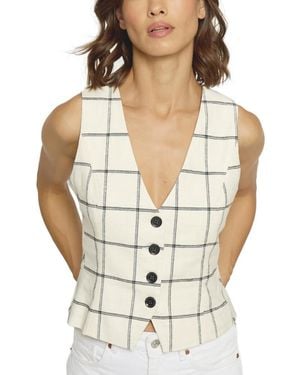 Central Park West Two Tone Linen Vest - Natural