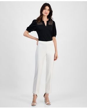 Anne Klein Pull-on Straight-leg Ankle Pants - White
