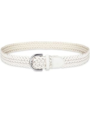 Cole Haan Fully Adjustable Braided Leather Belt - White