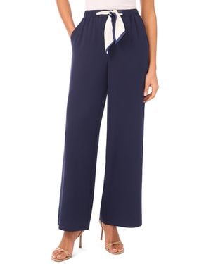 Cece Straight Leg Contrast Tie Pants - Blue