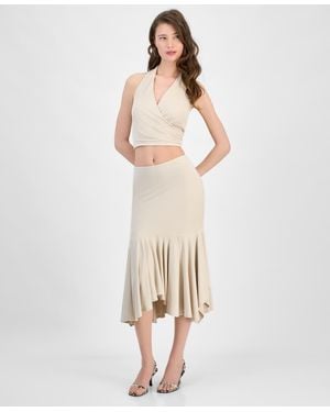 Guess Kenzie Pull-on Flounce Midi Skirt - Natural