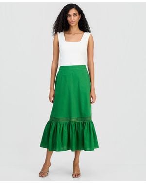 Tahari Pull-on Ruffled-hem Skirt - Green
