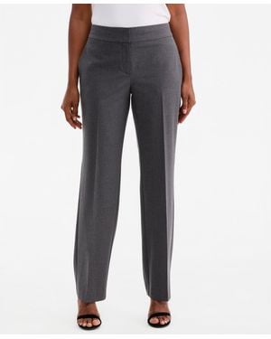 Kasper Washable Bi-stretch Mid-rise Fly-front Straight Pants - Blue