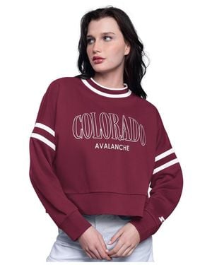 Starter Colorado Avalanche Power Play Cropped Pullover Sweatshirt - Purple