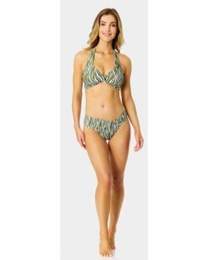 Anne Cole V Neck Halter Tie Back Swim Top Twist Bottoms - White