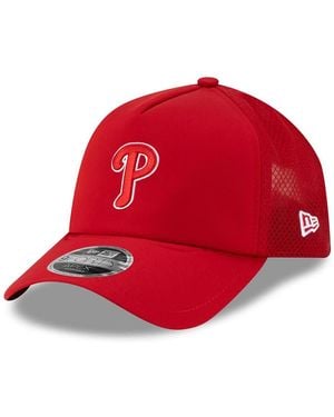 KTZ Philadelphia Phillies 2026 Batting Practice Apex 9forty Adjustable Trucker Hat - Red