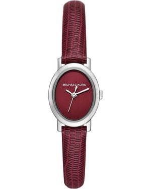 Michael Kors Michael Maude Three-hand Oxblood Leather Watch 21mm - Red