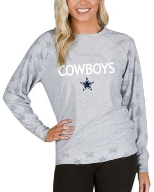 Concepts Sport Dallas Cowboys Medal Jacquard Terry Long-sleeve Top - Gray