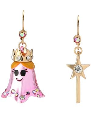 Betsey Johnson Faux Stone Halloween Princess Wand Mismatch Earrings - Metallic