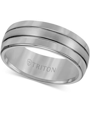 Triton Men's Ring, 8mm Black Tungsten 3-row Wedding Band