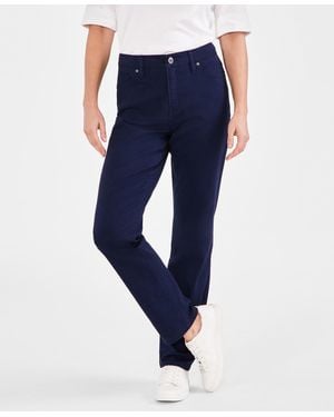 Style & Co. Straight-leg High Rise Twill Pants - Blue