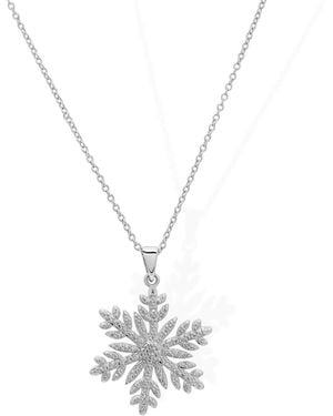 Macy's Diamond Accent -tone Snowflake Pendant Necklace - White