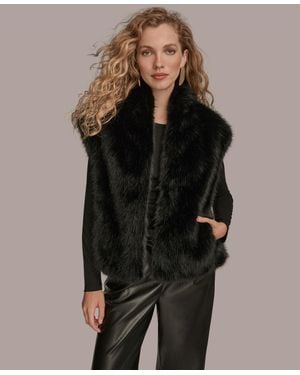 Donna Karan Faux Fur Vest - Black